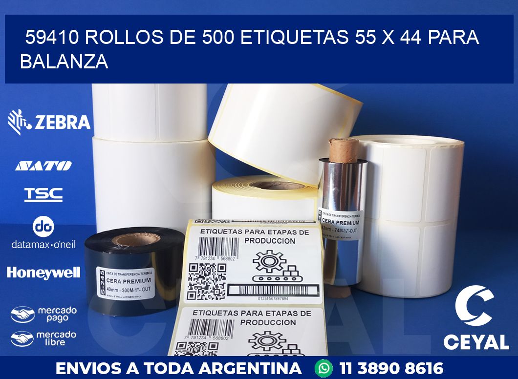 59410 ROLLOS DE 500 ETIQUETAS 55 X 44 PARA BALANZA