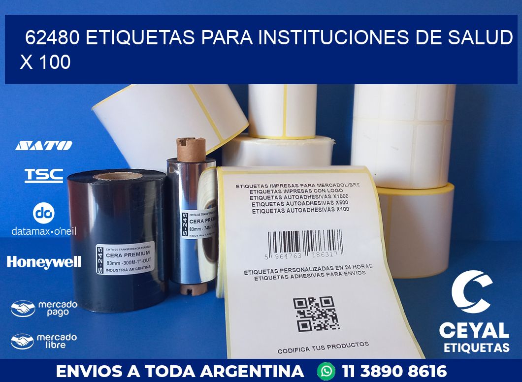 62480 ETIQUETAS PARA INSTITUCIONES DE SALUD X 100