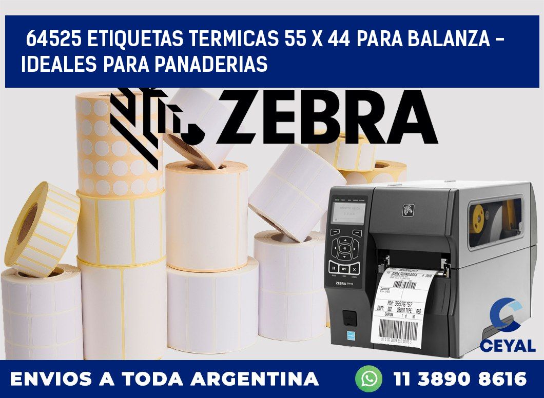 64525 ETIQUETAS TERMICAS 55 X 44 PARA BALANZA - IDEALES PARA PANADERIAS