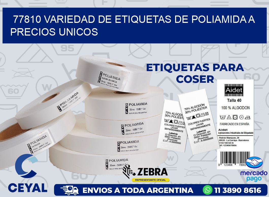 77810 VARIEDAD DE ETIQUETAS DE POLIAMIDA A PRECIOS UNICOS