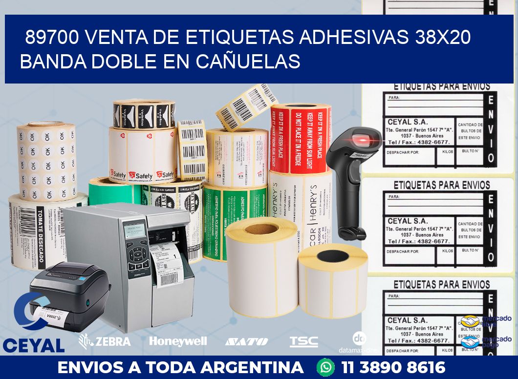 89700 VENTA DE ETIQUETAS ADHESIVAS 38X20 BANDA DOBLE EN CAÑUELAS