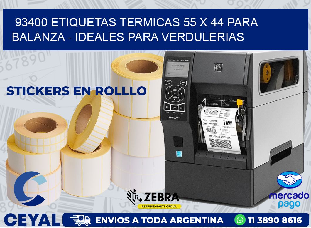 93400 ETIQUETAS TERMICAS 55 X 44 PARA BALANZA - IDEALES PARA VERDULERIAS