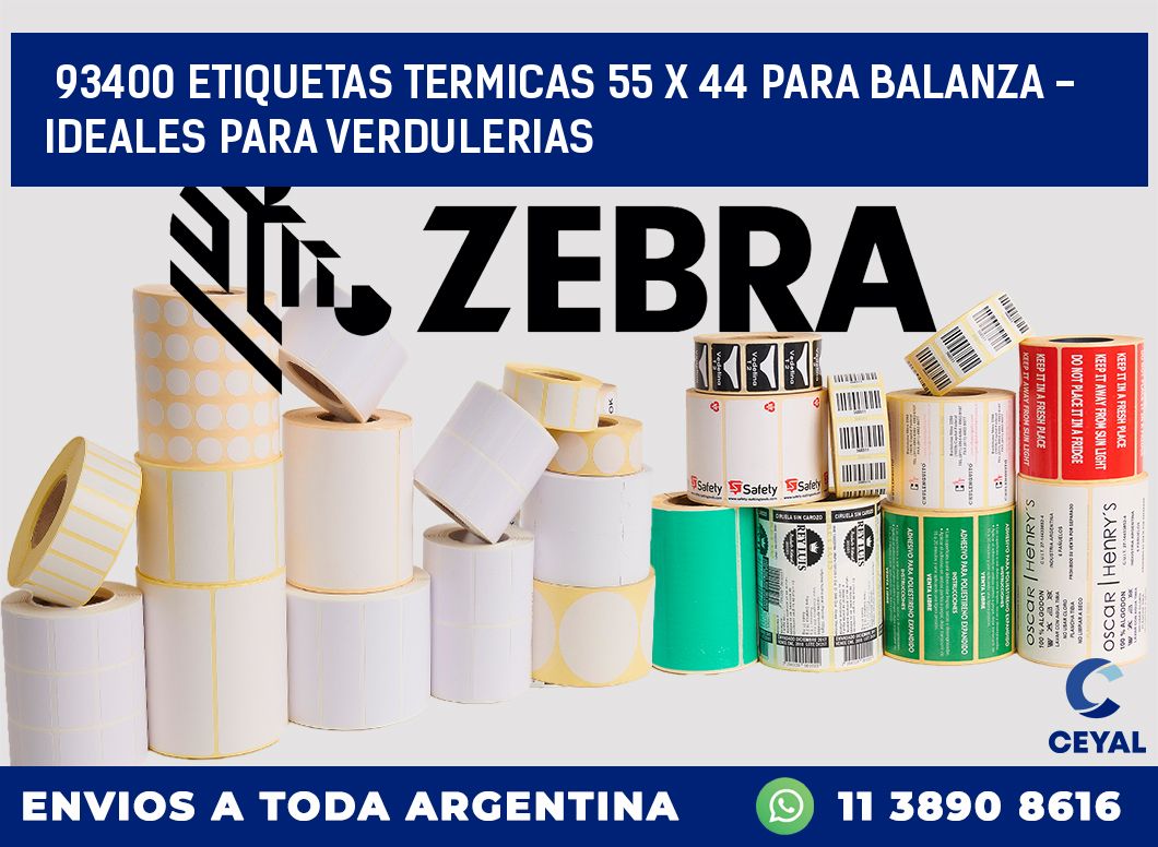 93400 ETIQUETAS TERMICAS 55 X 44 PARA BALANZA - IDEALES PARA VERDULERIAS