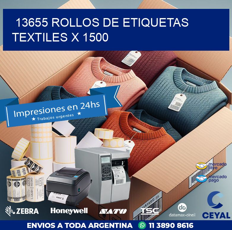 13655 ROLLOS DE ETIQUETAS TEXTILES X 1500