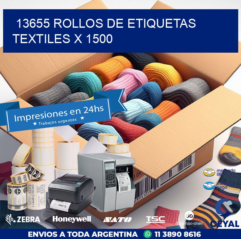 13655 ROLLOS DE ETIQUETAS TEXTILES X 1500