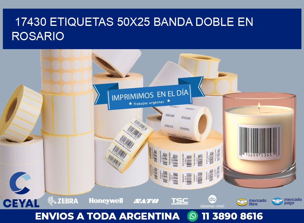 17430 ETIQUETAS 50X25 BANDA DOBLE EN ROSARIO