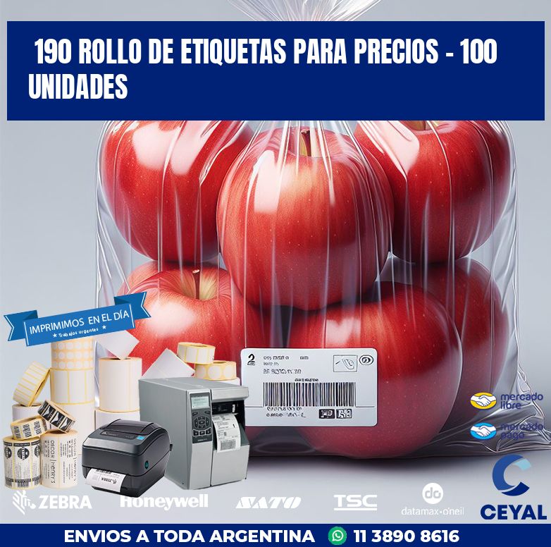 190 ROLLO DE ETIQUETAS PARA PRECIOS - 100 UNIDADES