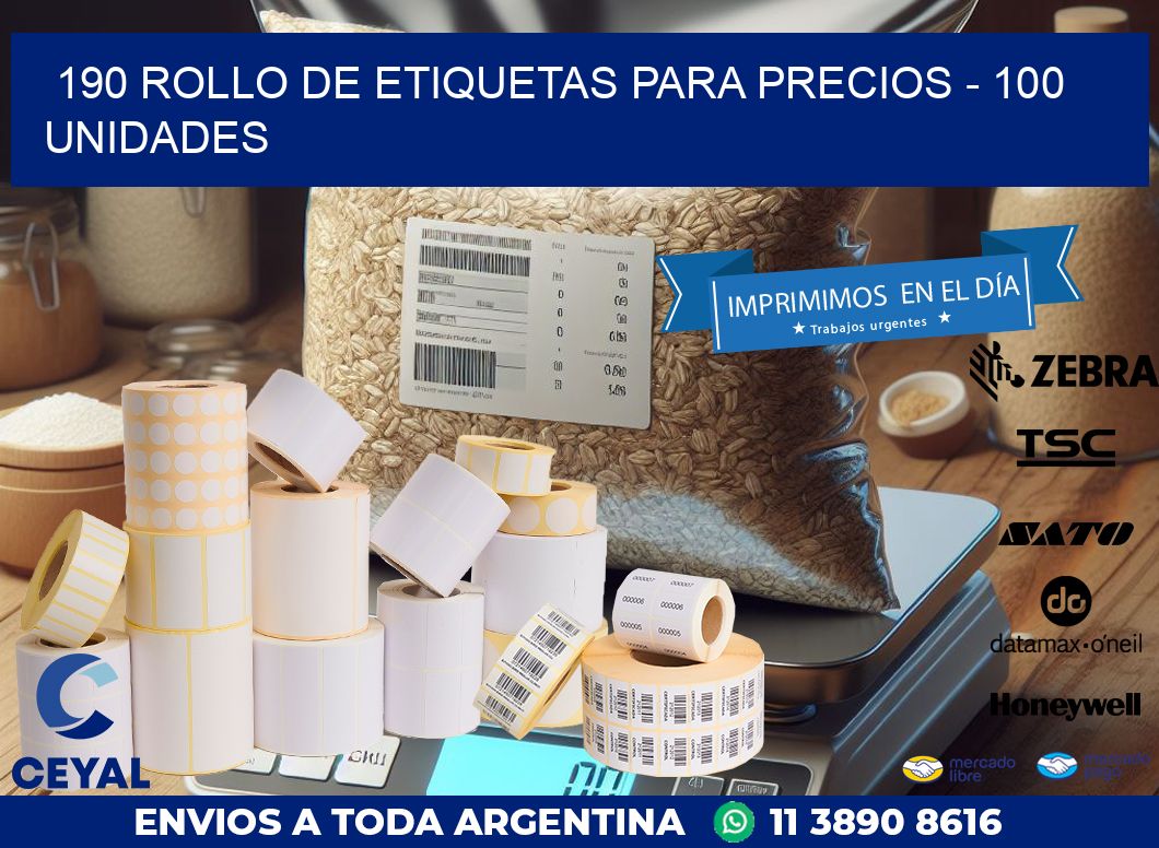 190 ROLLO DE ETIQUETAS PARA PRECIOS – 100 UNIDADES