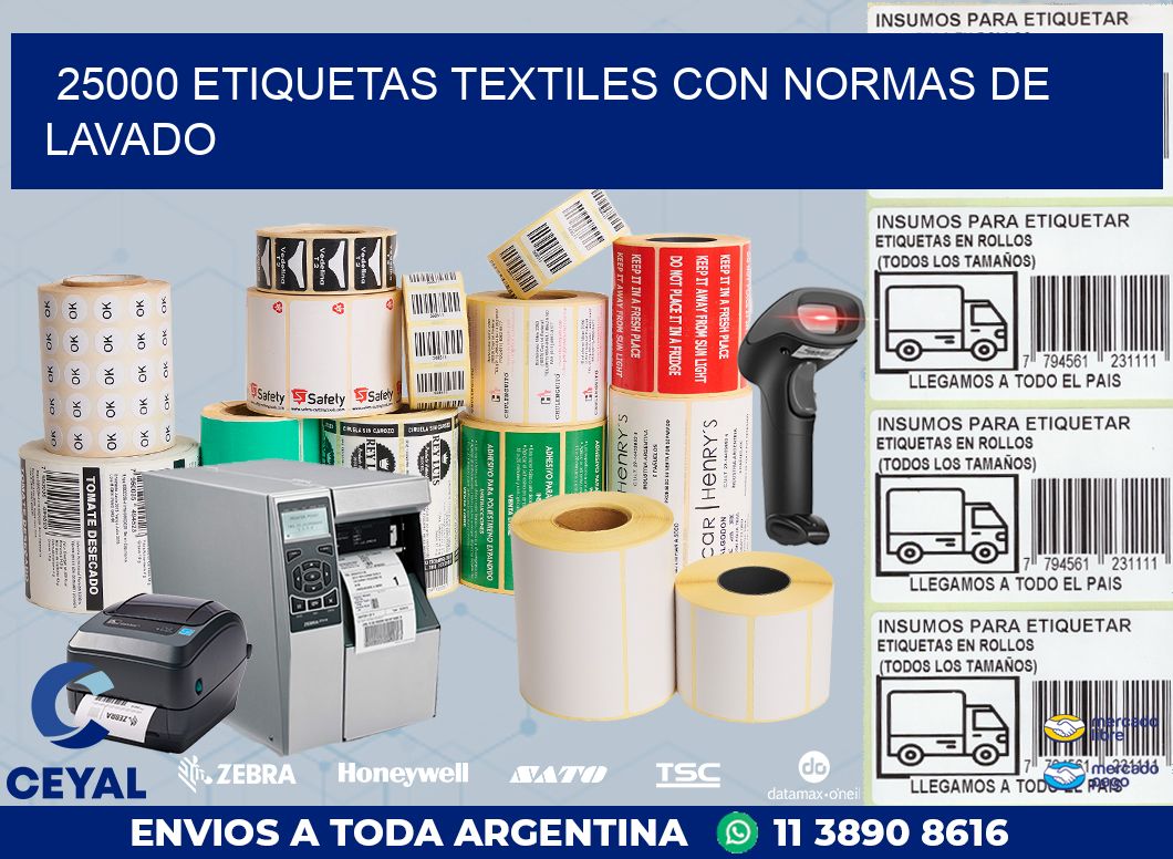 25000 ETIQUETAS TEXTILES CON NORMAS DE LAVADO