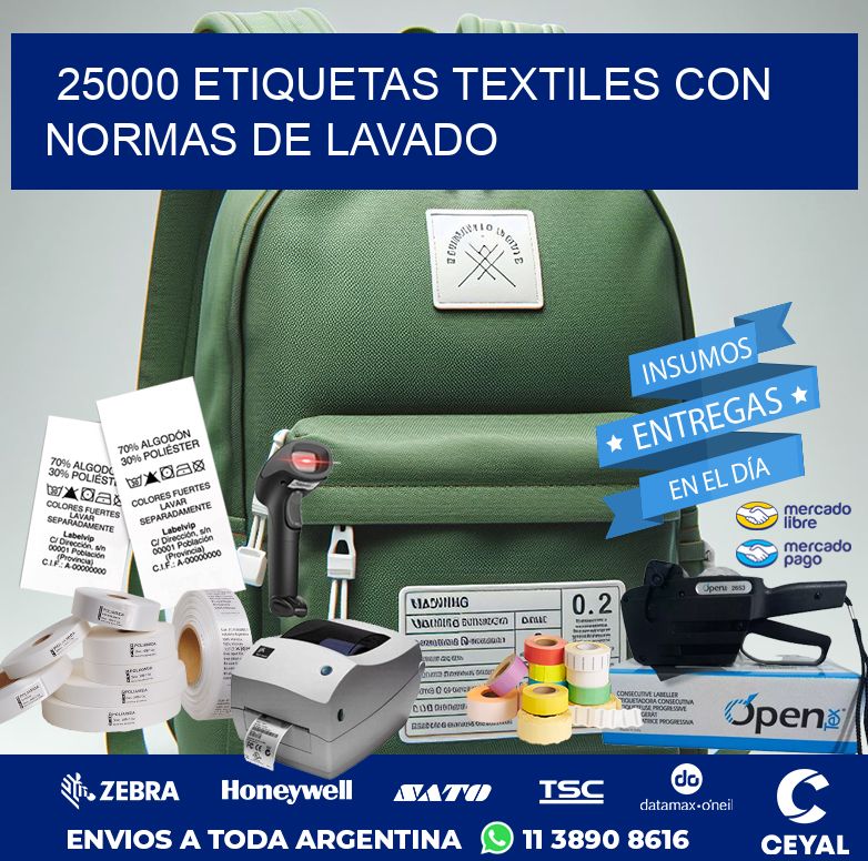 25000 ETIQUETAS TEXTILES CON NORMAS DE LAVADO