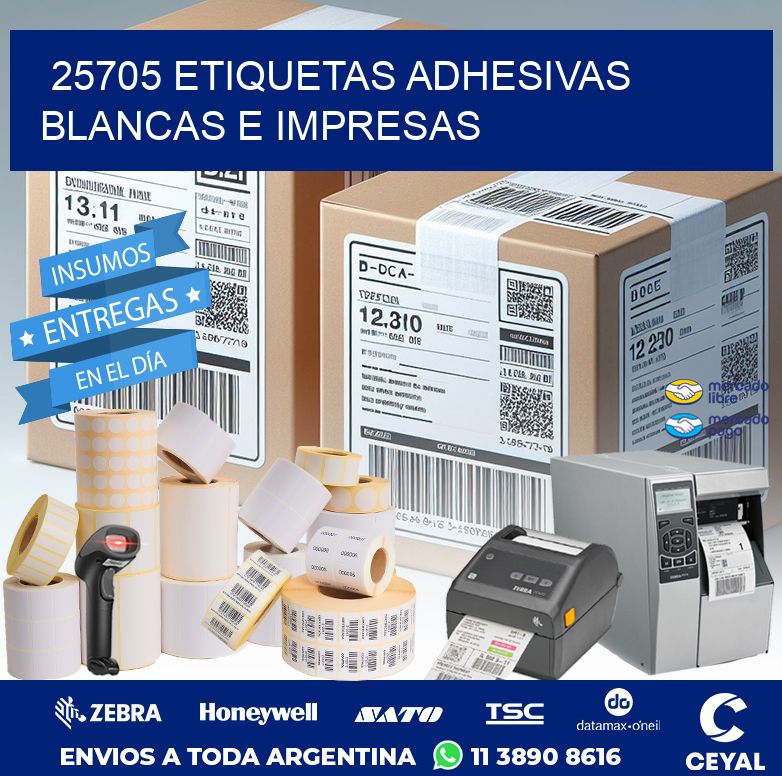 25705 ETIQUETAS ADHESIVAS BLANCAS E IMPRESAS
