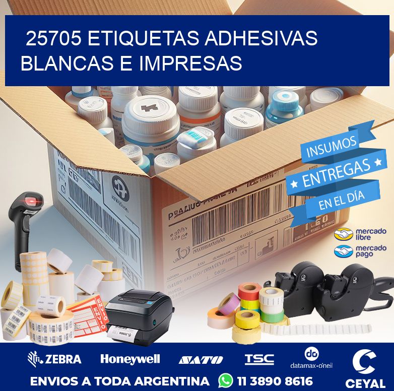 25705 ETIQUETAS ADHESIVAS BLANCAS E IMPRESAS