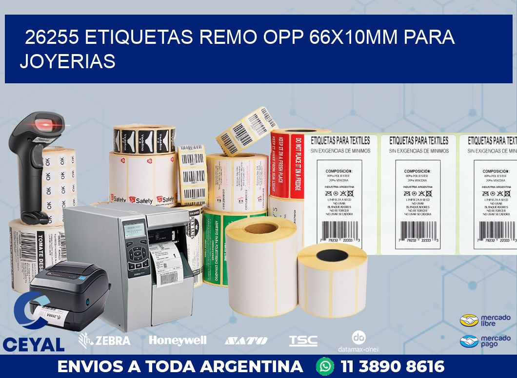 26255 ETIQUETAS REMO OPP 66X10MM PARA JOYERIAS