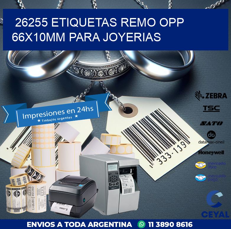 26255 ETIQUETAS REMO OPP 66X10MM PARA JOYERIAS