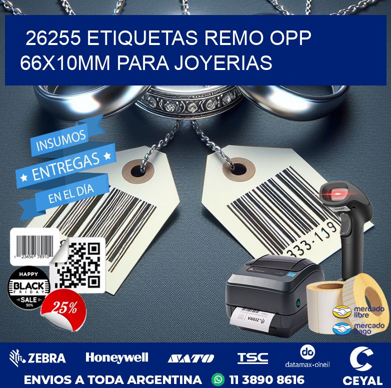 26255 ETIQUETAS REMO OPP 66X10MM PARA JOYERIAS