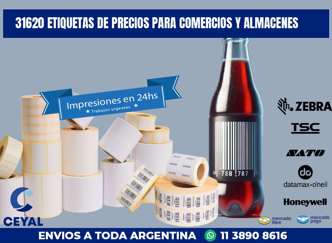31620 ETIQUETAS DE PRECIOS PARA COMERCIOS Y ALMACENES
