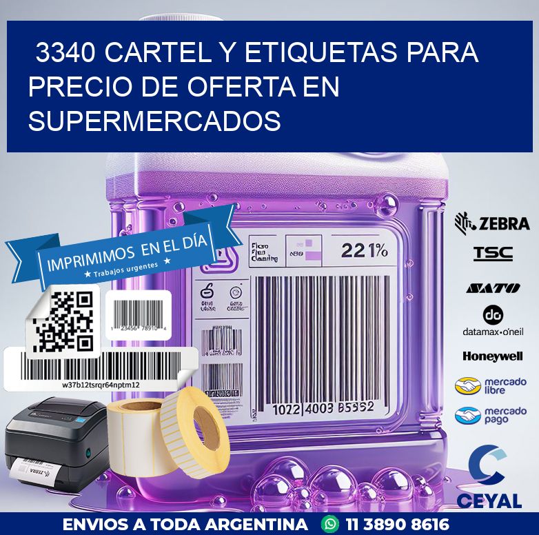 3340 CARTEL Y ETIQUETAS PARA PRECIO DE OFERTA EN SUPERMERCADOS