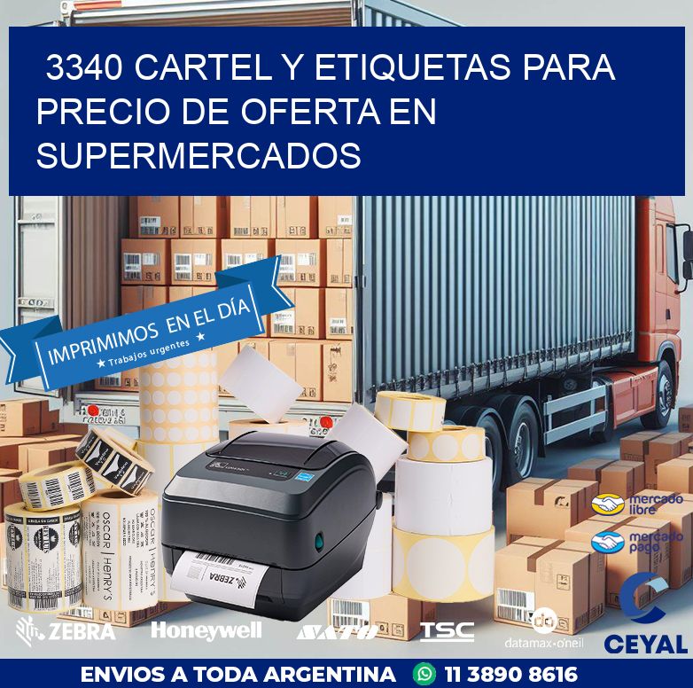 3340 CARTEL Y ETIQUETAS PARA PRECIO DE OFERTA EN SUPERMERCADOS