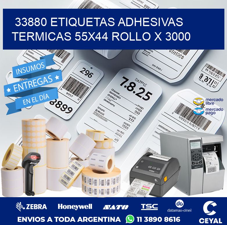 33880 ETIQUETAS ADHESIVAS TERMICAS 55X44 ROLLO X 3000