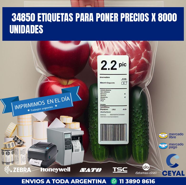 34850 ETIQUETAS PARA PONER PRECIOS X 8000 UNIDADES