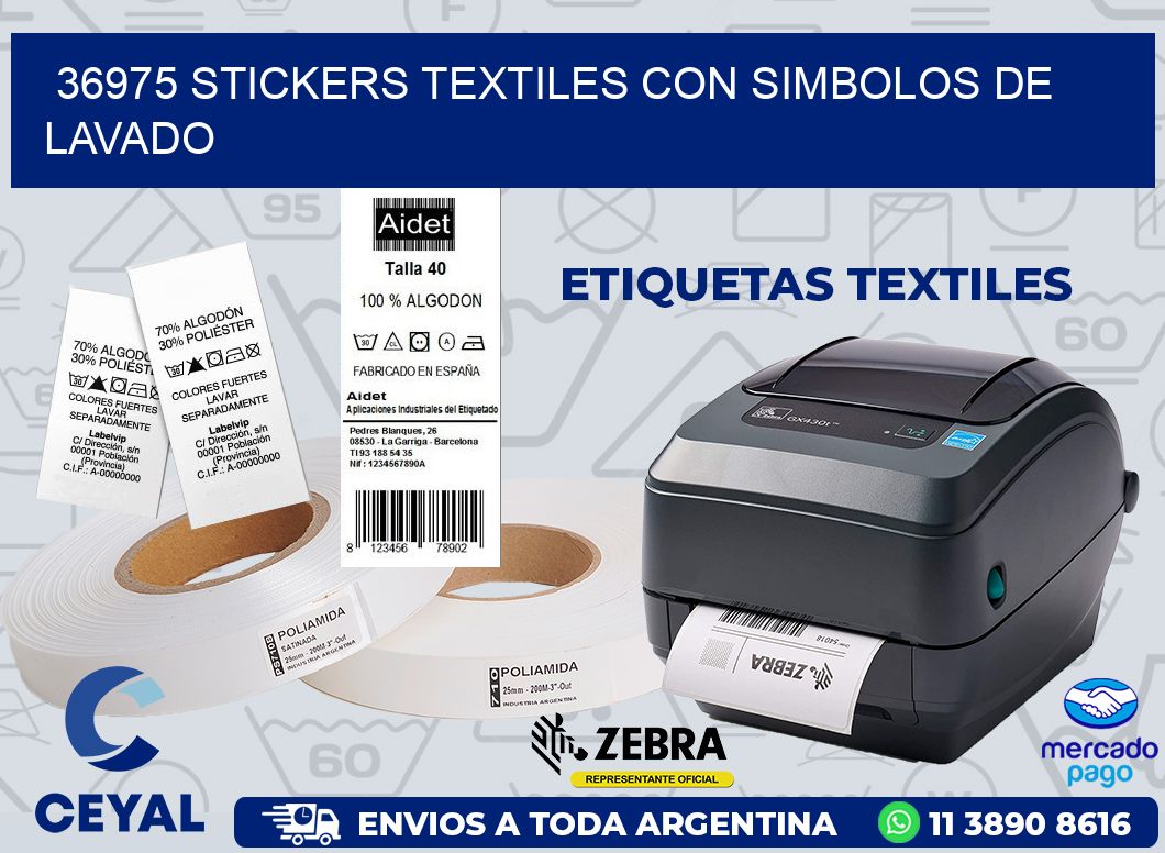 36975 STICKERS TEXTILES CON SIMBOLOS DE LAVADO