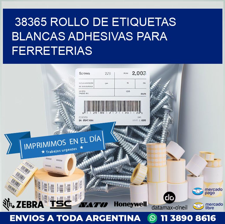 38365 ROLLO DE ETIQUETAS BLANCAS ADHESIVAS PARA FERRETERIAS