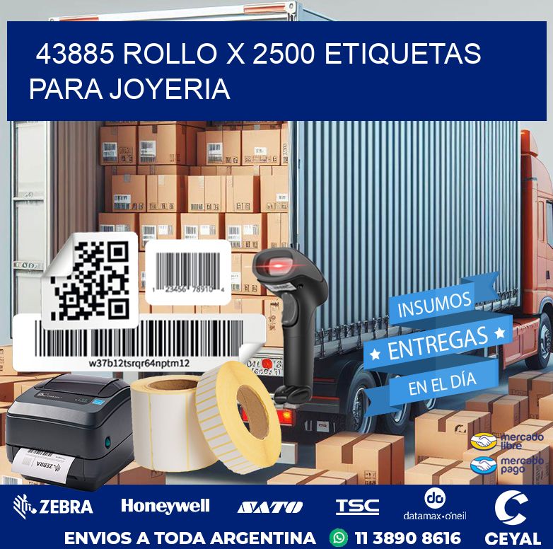 43885 ROLLO X 2500 ETIQUETAS PARA JOYERIA
