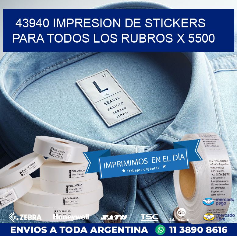 43940 IMPRESION DE STICKERS PARA TODOS LOS RUBROS X 5500