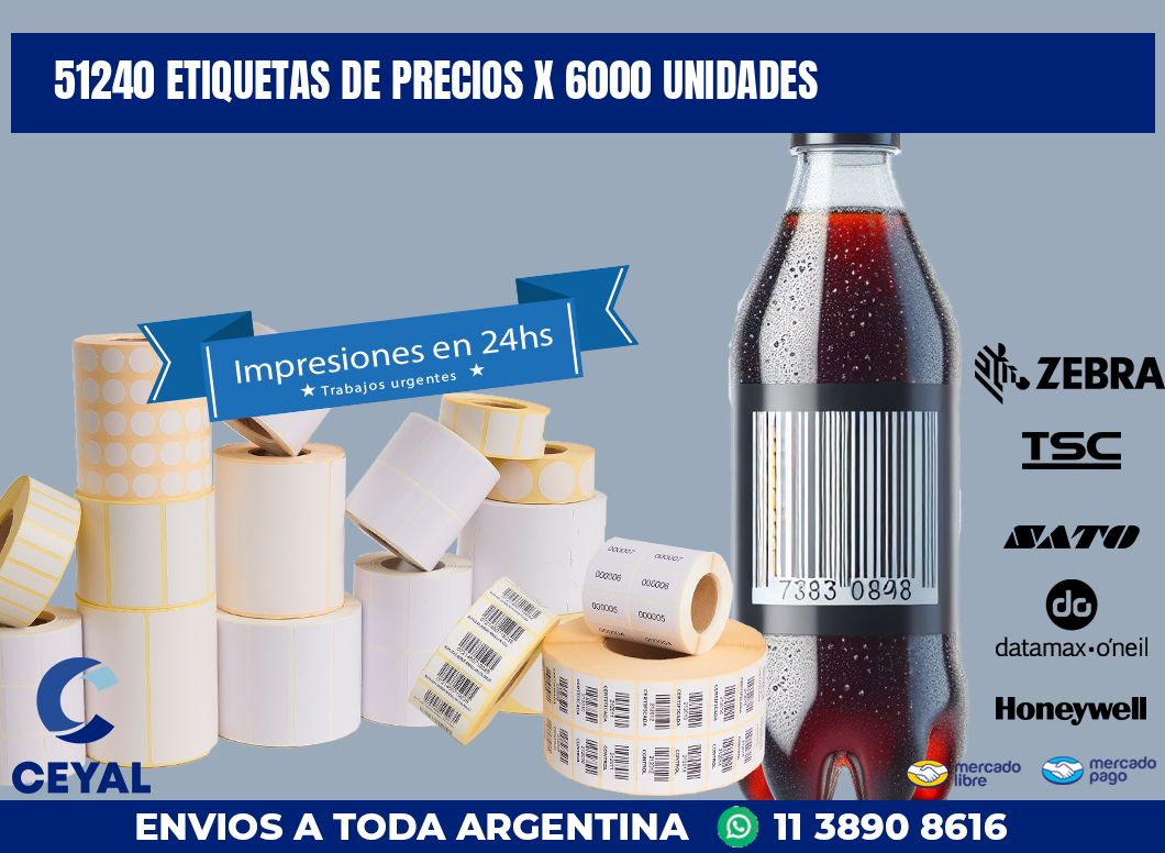 51240 ETIQUETAS DE PRECIOS X 6000 UNIDADES