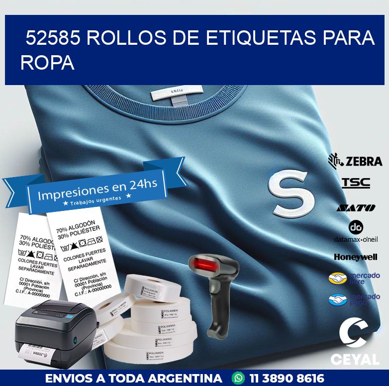 52585 ROLLOS DE ETIQUETAS PARA ROPA
