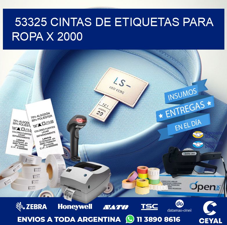 53325 CINTAS DE ETIQUETAS PARA ROPA X 2000