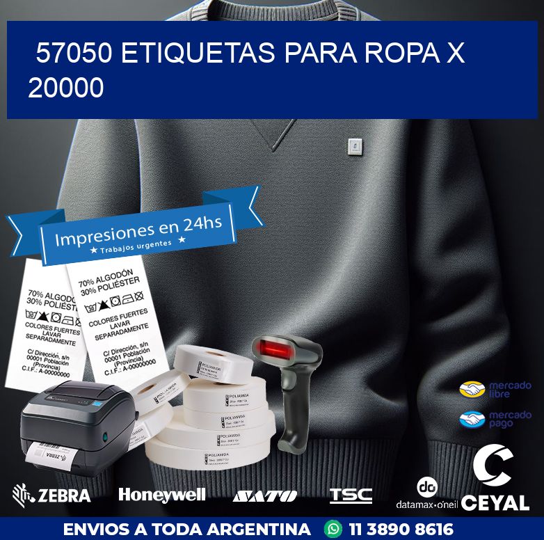 57050 ETIQUETAS PARA ROPA X 20000