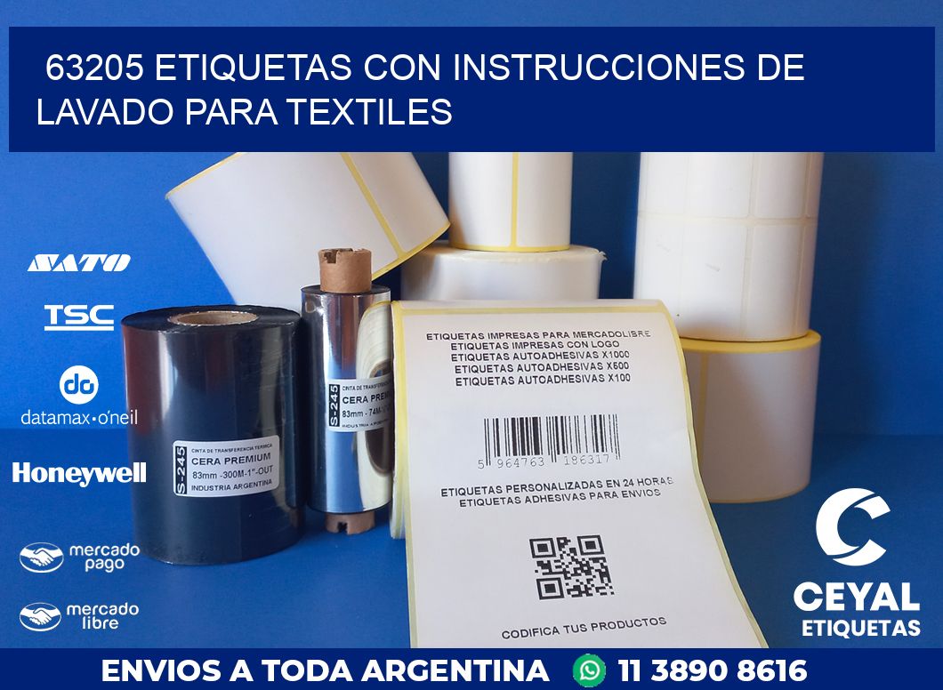 63205 ETIQUETAS CON INSTRUCCIONES DE LAVADO PARA TEXTILES