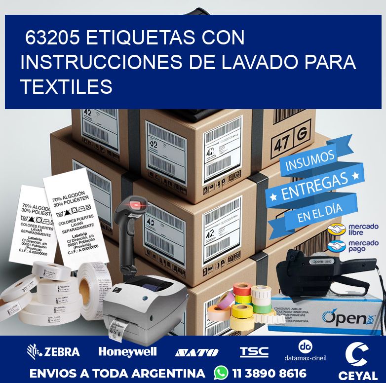 63205 ETIQUETAS CON INSTRUCCIONES DE LAVADO PARA TEXTILES