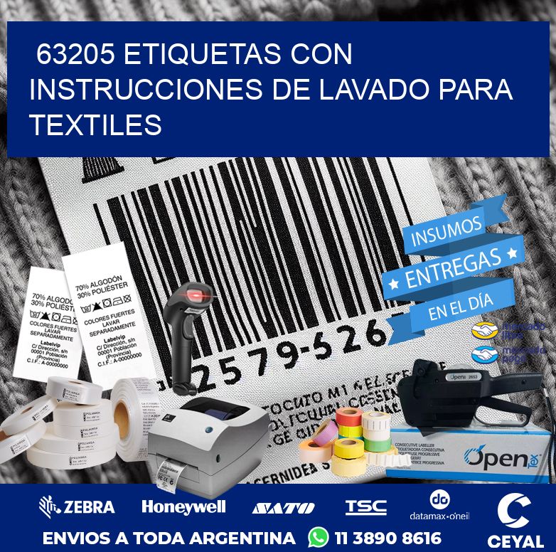 63205 ETIQUETAS CON INSTRUCCIONES DE LAVADO PARA TEXTILES