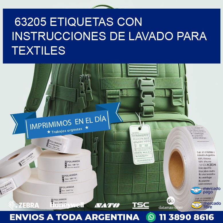 63205 ETIQUETAS CON INSTRUCCIONES DE LAVADO PARA TEXTILES