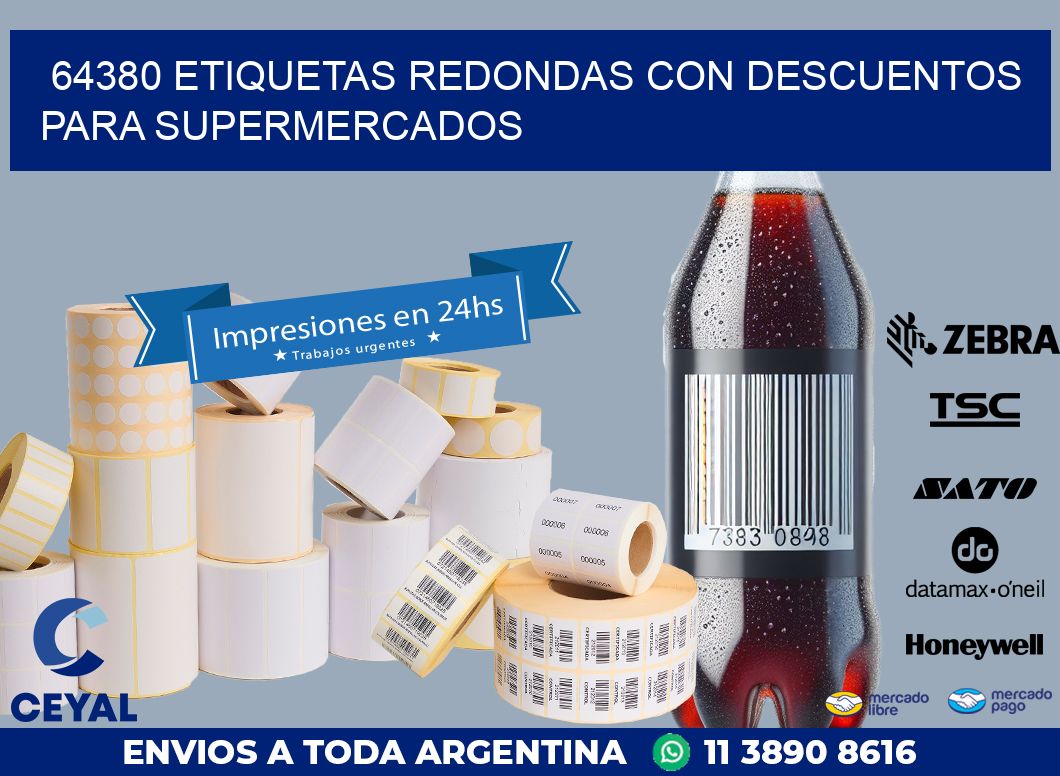 64380 ETIQUETAS REDONDAS CON DESCUENTOS PARA SUPERMERCADOS