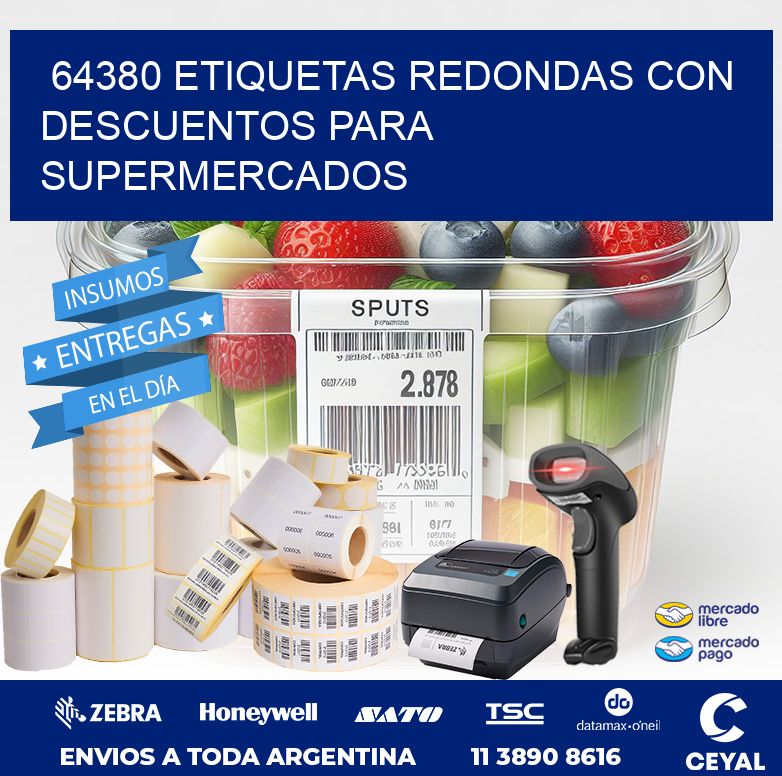 64380 ETIQUETAS REDONDAS CON DESCUENTOS PARA SUPERMERCADOS