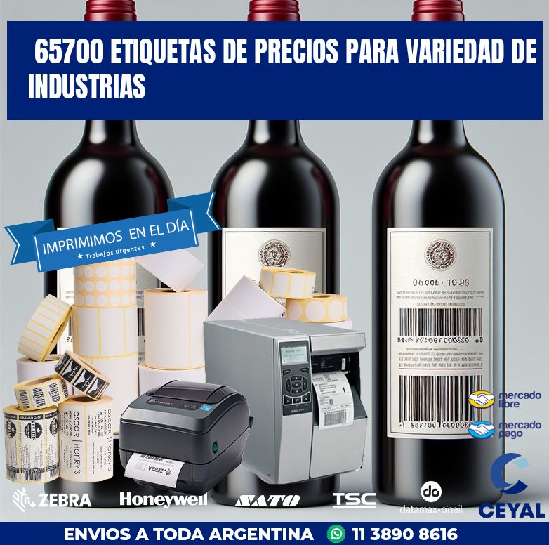 65700 ETIQUETAS DE PRECIOS PARA VARIEDAD DE INDUSTRIAS
