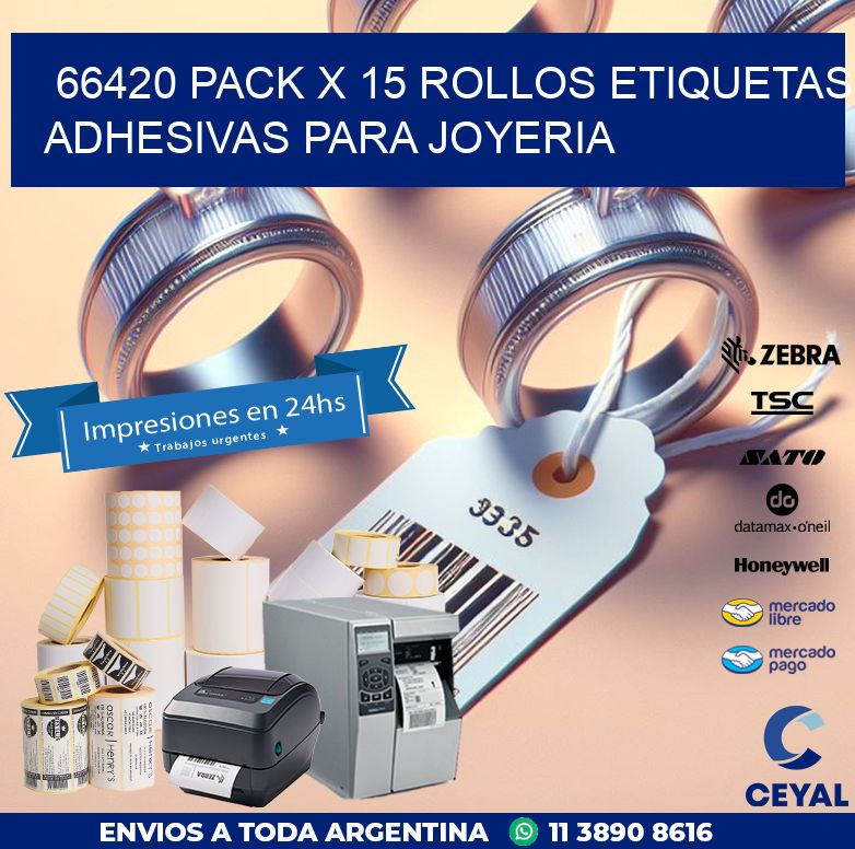 66420 PACK X 15 ROLLOS ETIQUETAS ADHESIVAS PARA JOYERIA