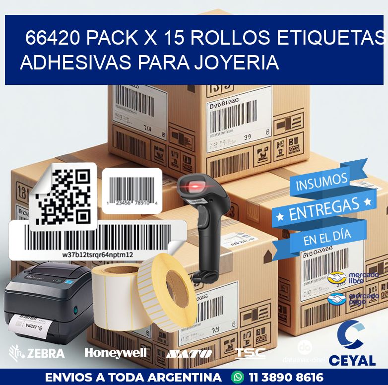 66420 PACK X 15 ROLLOS ETIQUETAS ADHESIVAS PARA JOYERIA