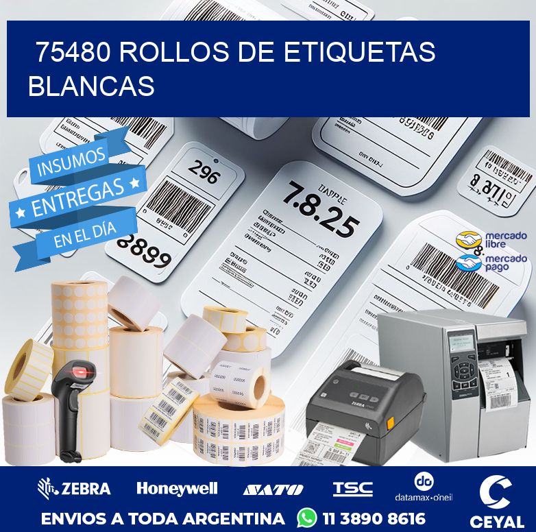 75480 ROLLOS DE ETIQUETAS BLANCAS