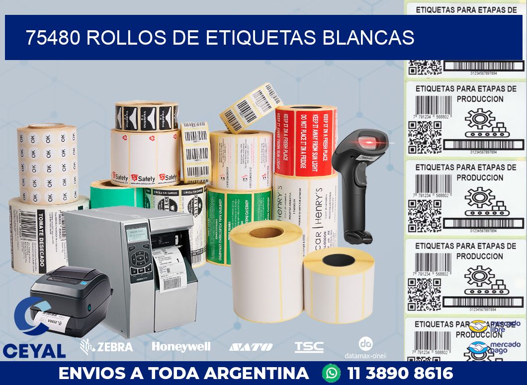 75480 ROLLOS DE ETIQUETAS BLANCAS