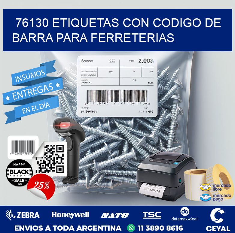 76130 ETIQUETAS CON CODIGO DE BARRA PARA FERRETERIAS