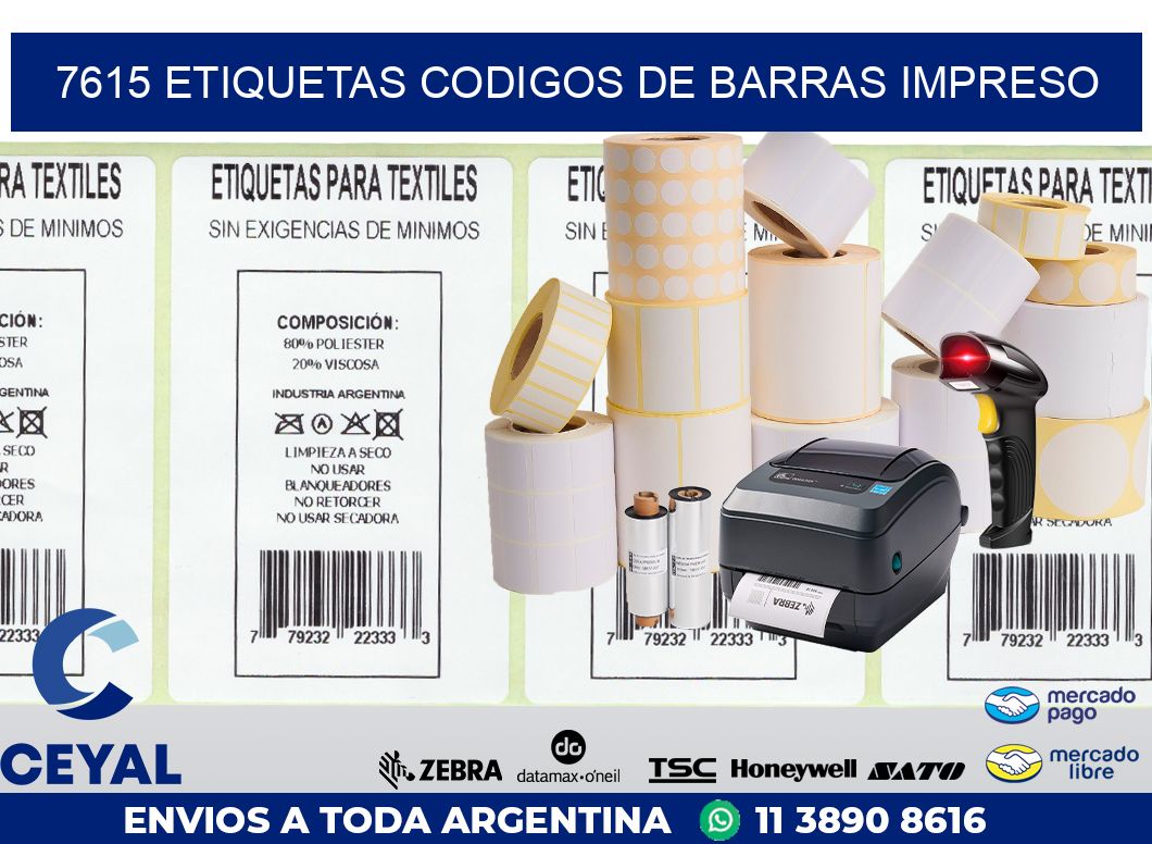 7615 ETIQUETAS CODIGOS DE BARRAS IMPRESO