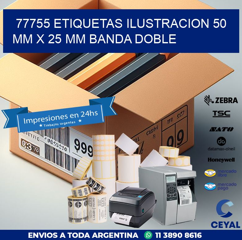 77755 ETIQUETAS ILUSTRACION 50 MM X 25 MM BANDA DOBLE