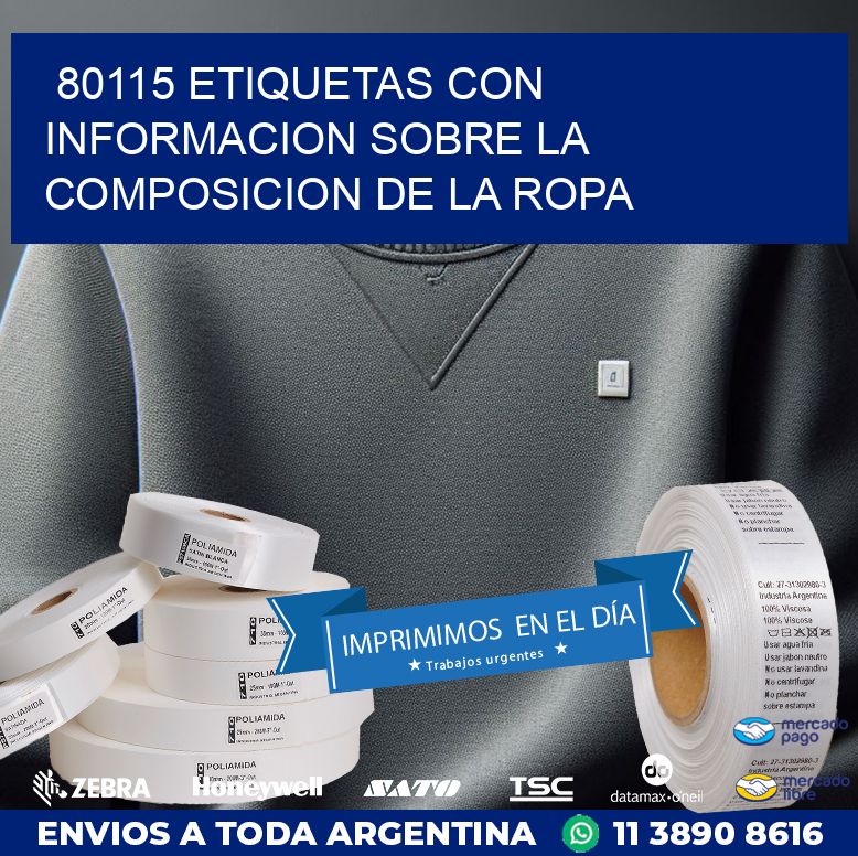 80115 ETIQUETAS CON INFORMACION SOBRE LA COMPOSICION DE LA ROPA