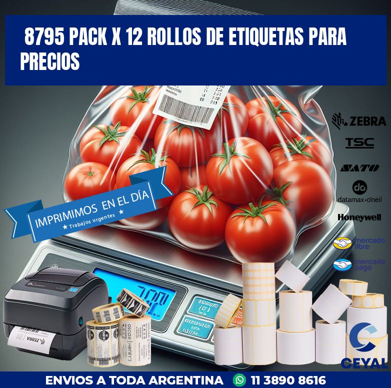 8795 PACK X 12 ROLLOS DE ETIQUETAS PARA PRECIOS