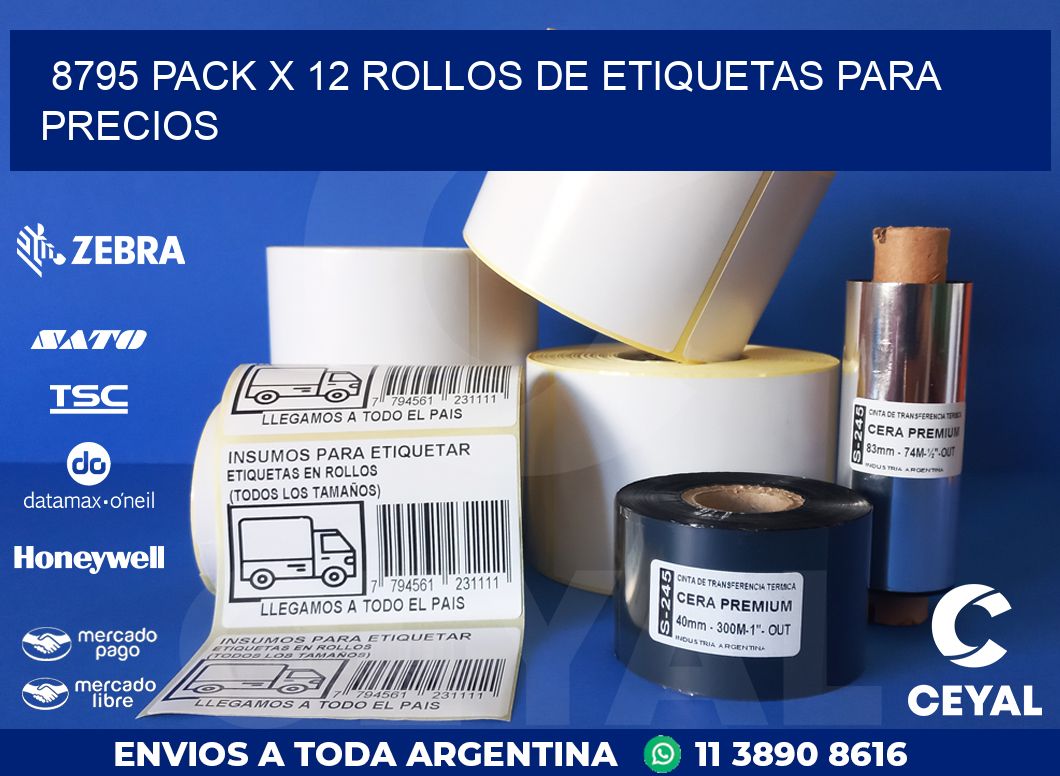 8795 PACK X 12 ROLLOS DE ETIQUETAS PARA PRECIOS