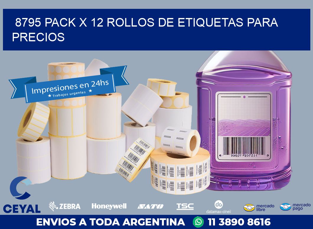 8795 PACK X 12 ROLLOS DE ETIQUETAS PARA PRECIOS